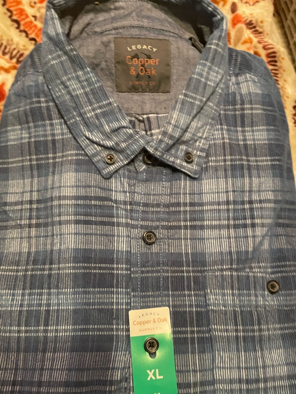 Copper & Oak Legacy Men’s Blue Plaid Button-Down Shirt - XL